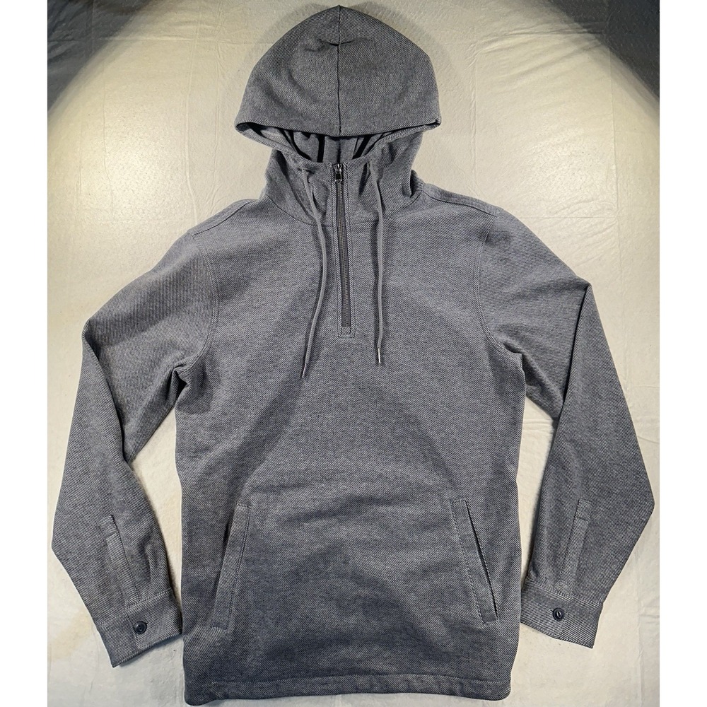 Express Men's Small Gray Quarter Zip Hoodie Funnel Neck Athleisure Knit Cuffs